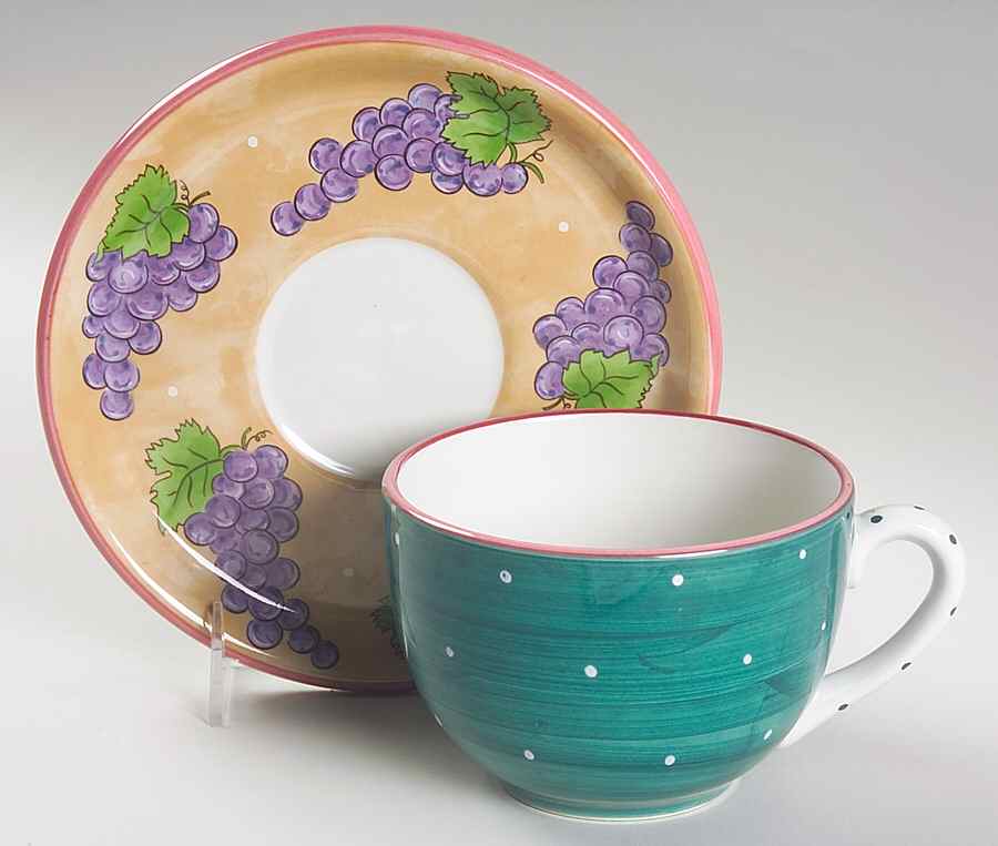 Bois D'Arc Tutti Fruitti Jumbo Cup & Saucer Set by Essex Collection-1