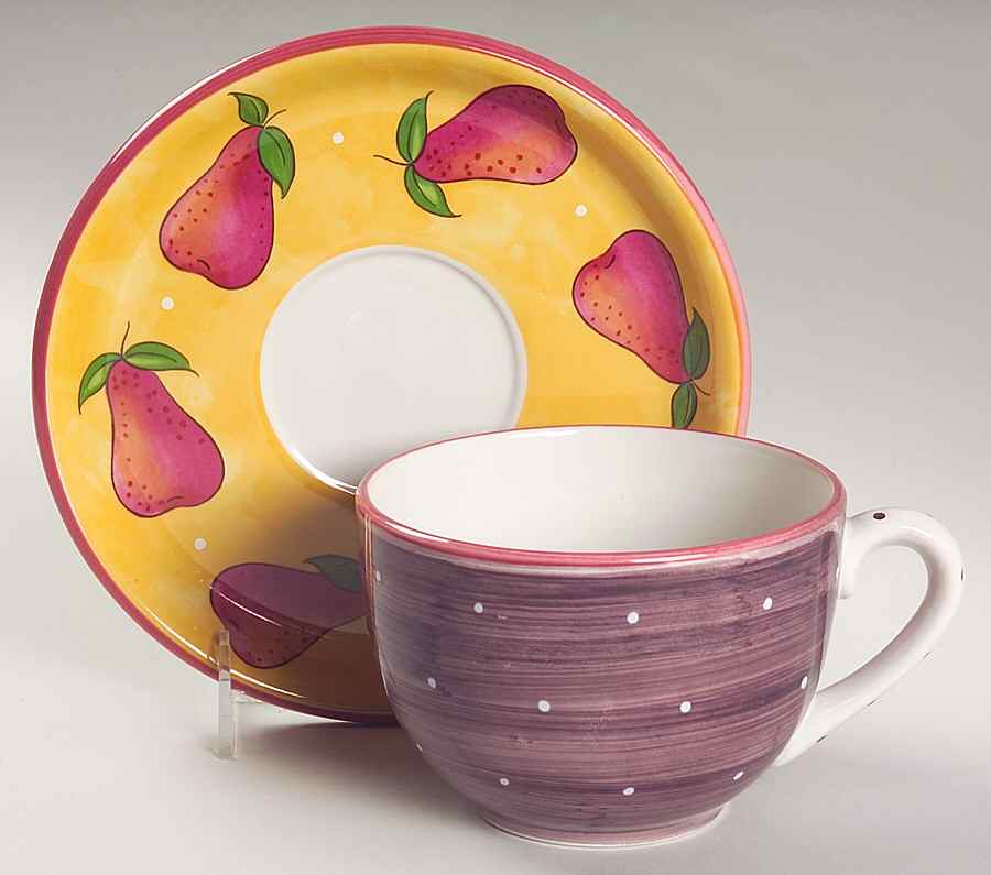 Bois D'Arc Tutti Fruitti Jumbo Cup & Saucer Set by Essex Collection-1
