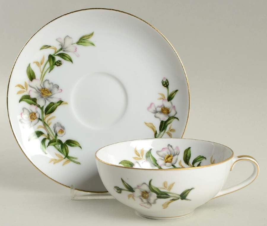 Camellia Flat Cup & Saucer Set by Eterna-1