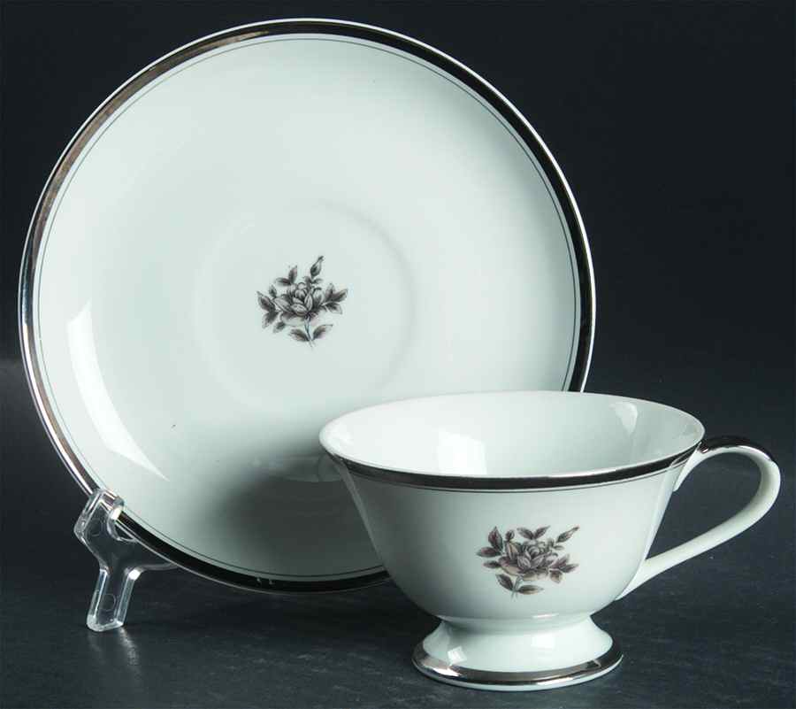 Midnight Rose Footed Cup & Saucer Set by Eternal-1