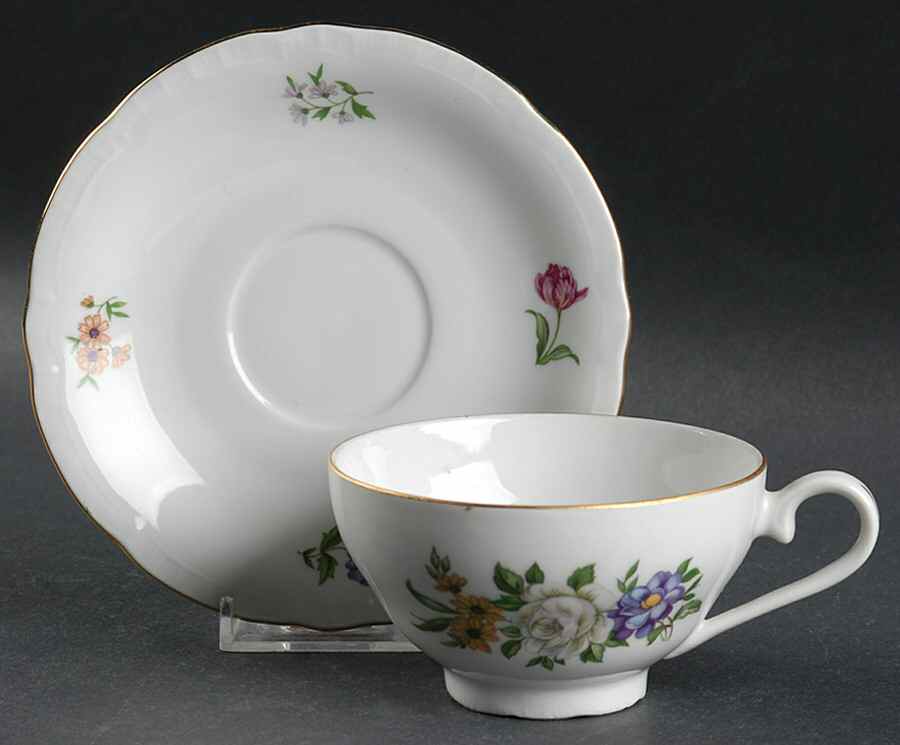 Bouquet Flat Cup & Saucer Set by Europa-1