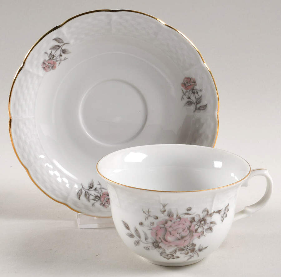 Maria (Basketweave Edge) Flat Cup & Saucer Set by Europa-1