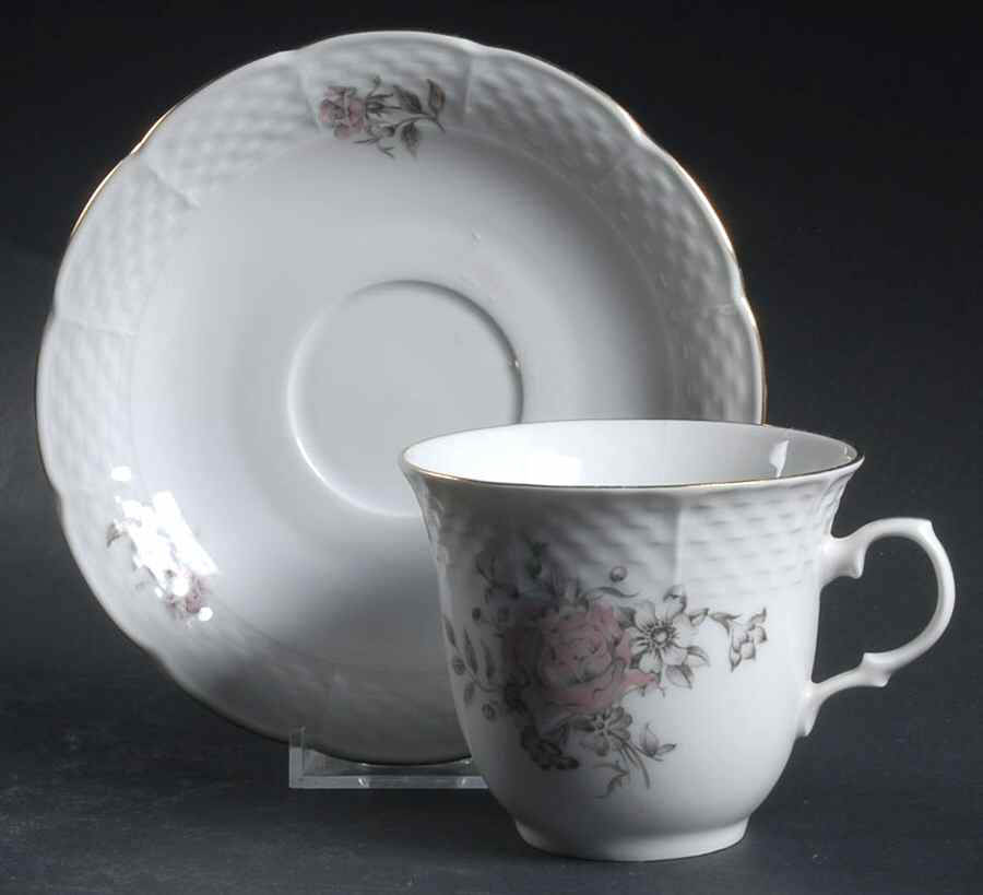 Maria (Basketweave Edge) Flat Cup & Saucer Set by Europa-1