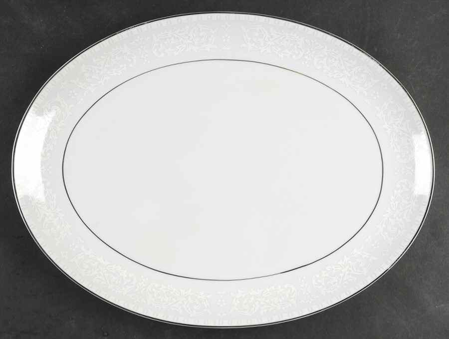 Bridal Brocade (Coupe) 14" Oval Serving Platter by Executive House-1