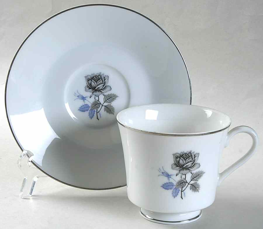 Twilight Rose Footed Cup & Saucer Set by Executive House-1