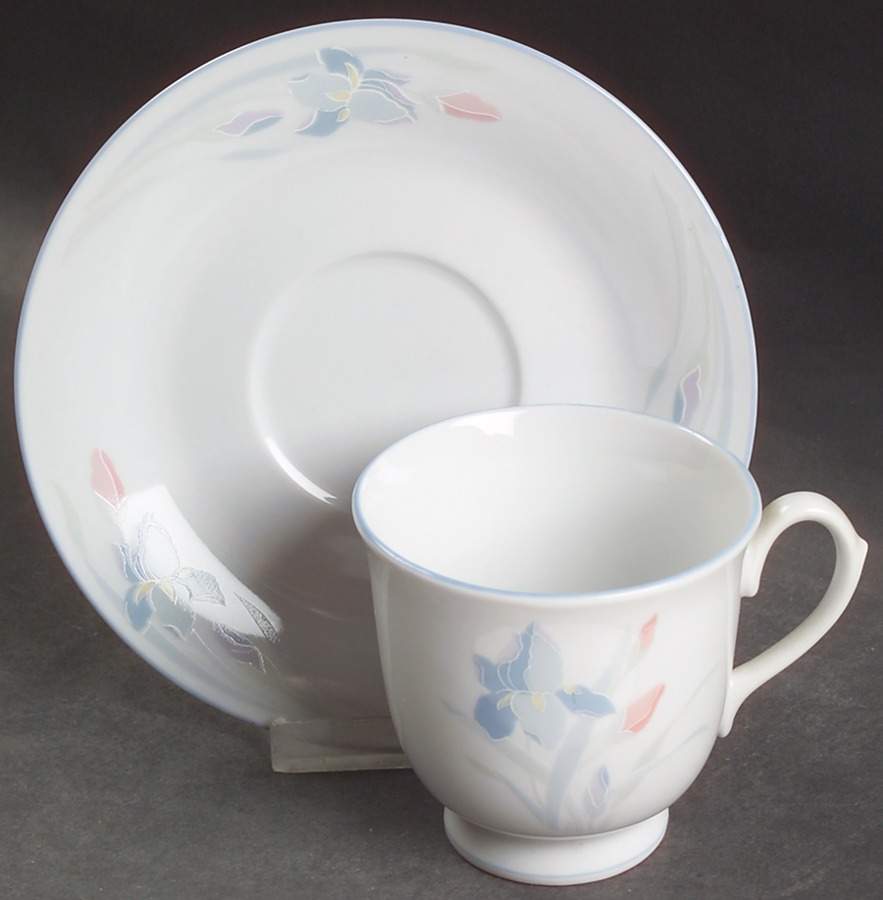 Iris Footed Cup & Saucer Set by Excel-1