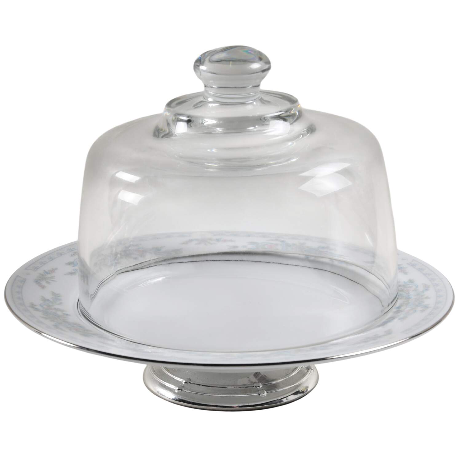 Somerset 6 1/2"-7 1/2" Footed Cheese Plate w/ Glass Dome HC by Excel-1