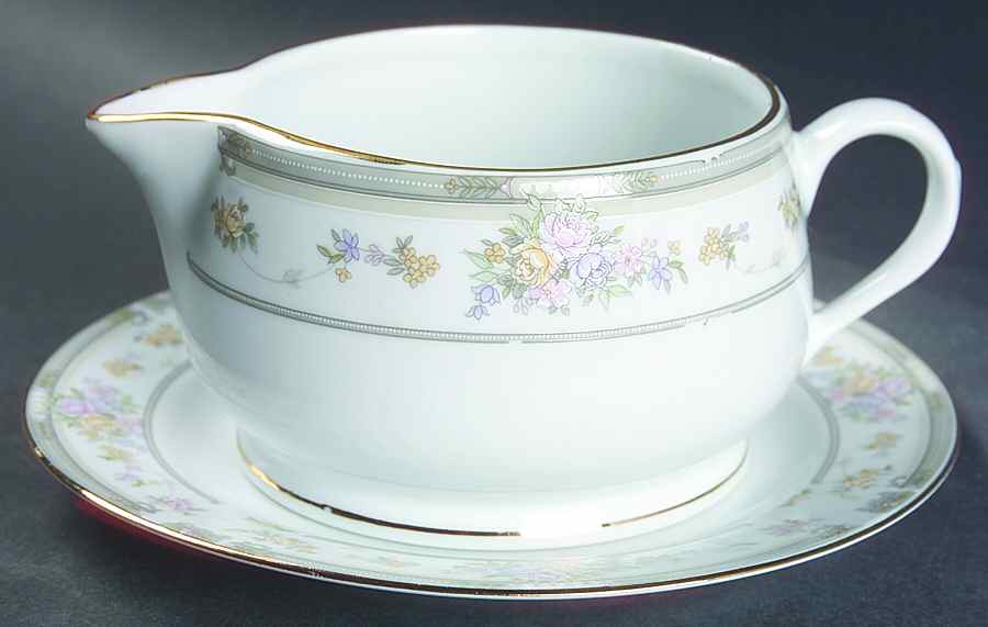 Southampton (Design on Edge) Round Gravy Boat & Bread and Butter Stand by Farberware-1