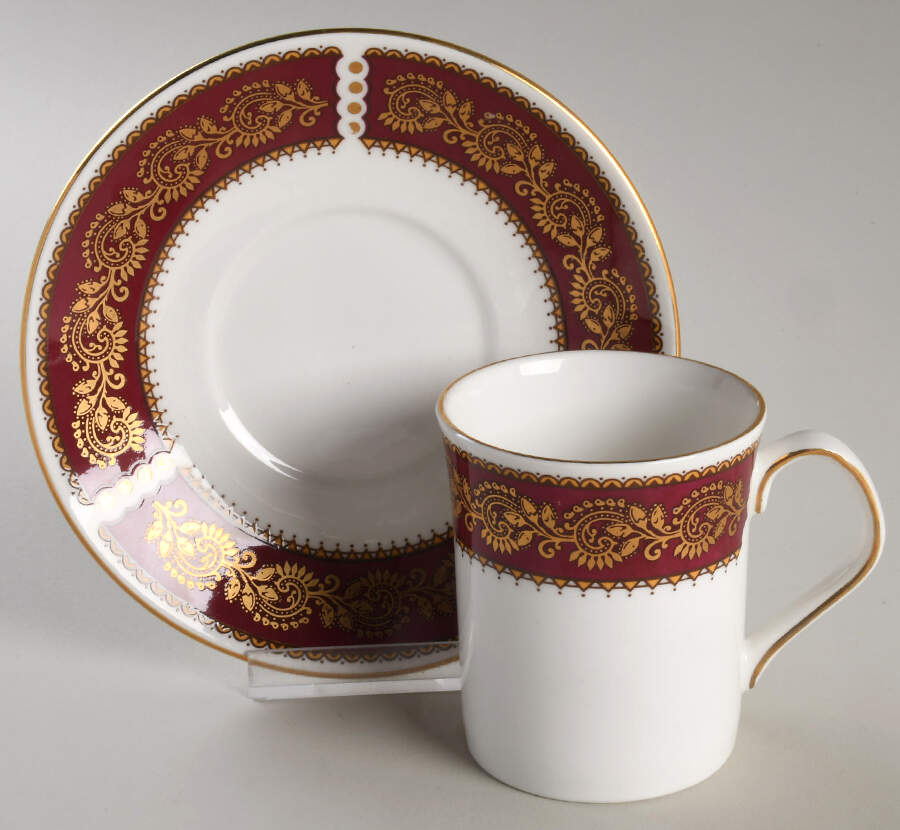 Burgundy Flat Cup & Saucer Set by Elizabethan-1