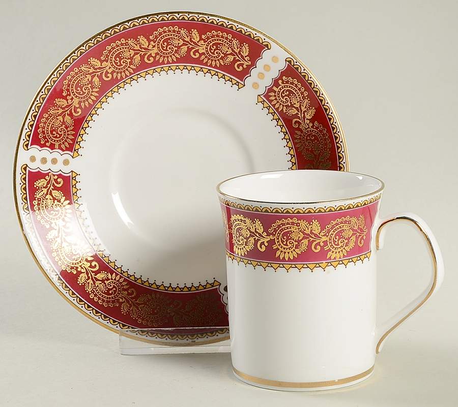 Burgundy Flat Cup & Saucer Set by Elizabethan-1