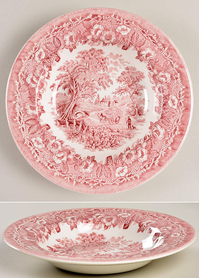 Kingswood Pink Rim Soup Bowl by English Ironstone Tableware-1