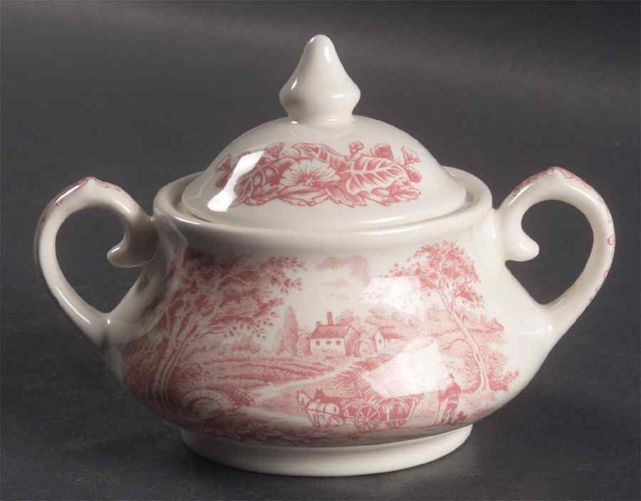Kingswood Pink Sugar Bowl & Lid by English Ironstone Tableware-1
