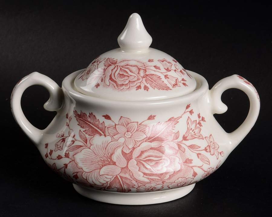 Kew Pink Sugar Bowl & Lid by English Ironstone Tableware-1