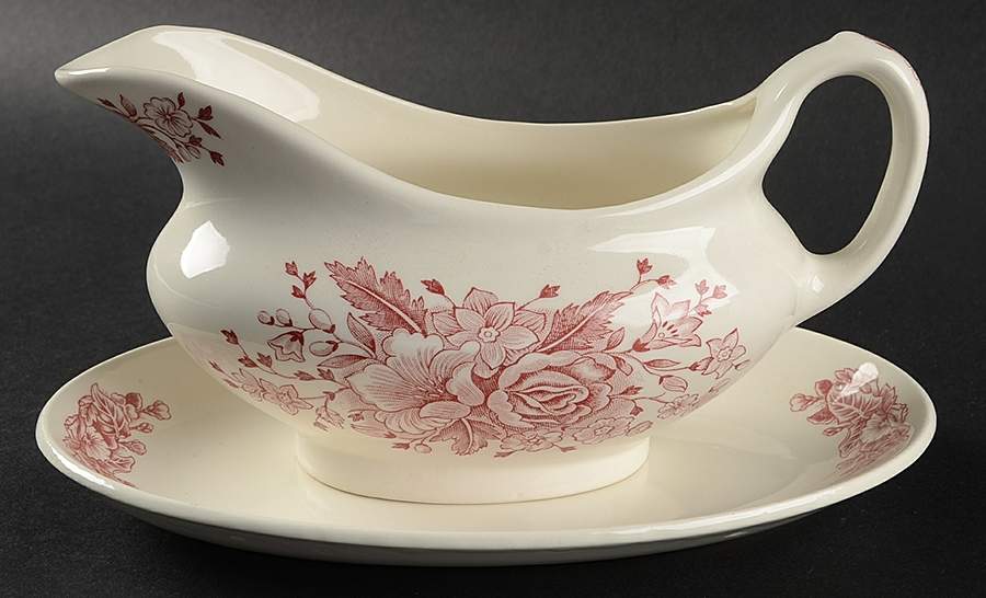 Kew Pink Gravy Boat & Underplate by English Ironstone Tableware-1