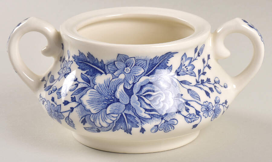 Kew Blue Sugar Bowl No Lid by English Ironstone Tableware-1