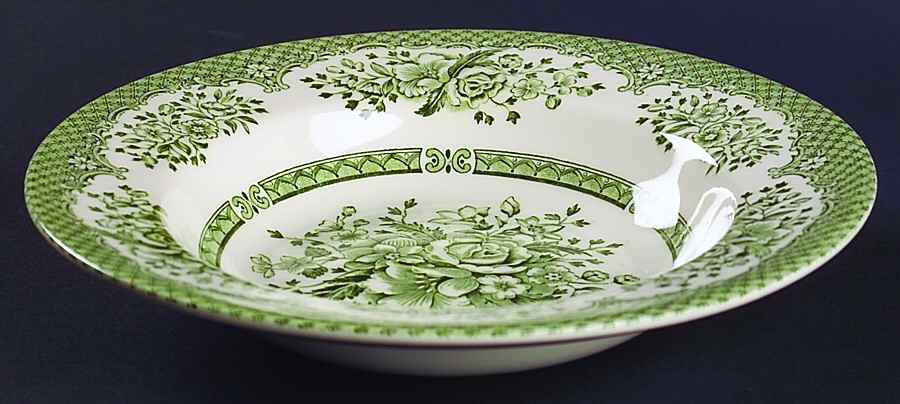 Kew Green Rim Soup Bowl by English Ironstone Tableware-1