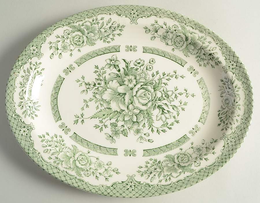 Kew Green 11" Oval Serving Platter by English Ironstone Tableware-1