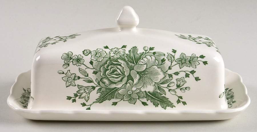Kew Green 1/4 Lb Covered Butter by English Ironstone Tableware-1
