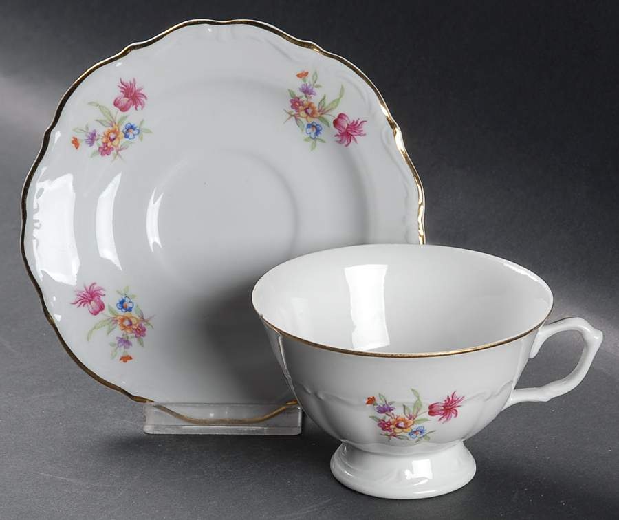 Rose Garden Footed Cup & Saucer Set by Europa-1