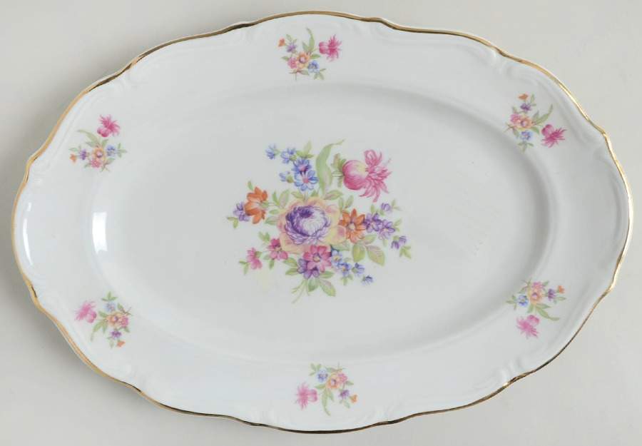 Rose Garden 13" Oval Serving Platter by Europa-1