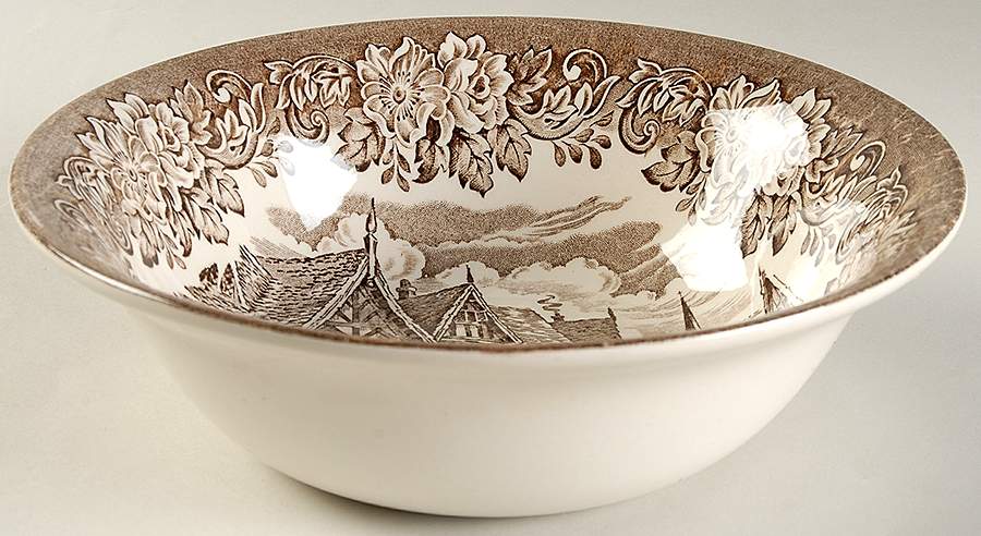 Dickens Series Brown 8" Round Vegetable Bowl by English Ironstone Tableware-1