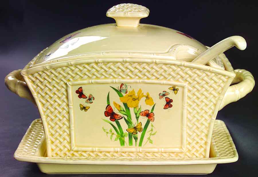Butterfly Garden Trellis Tureen & Lid w/Underplate by Enesco-1