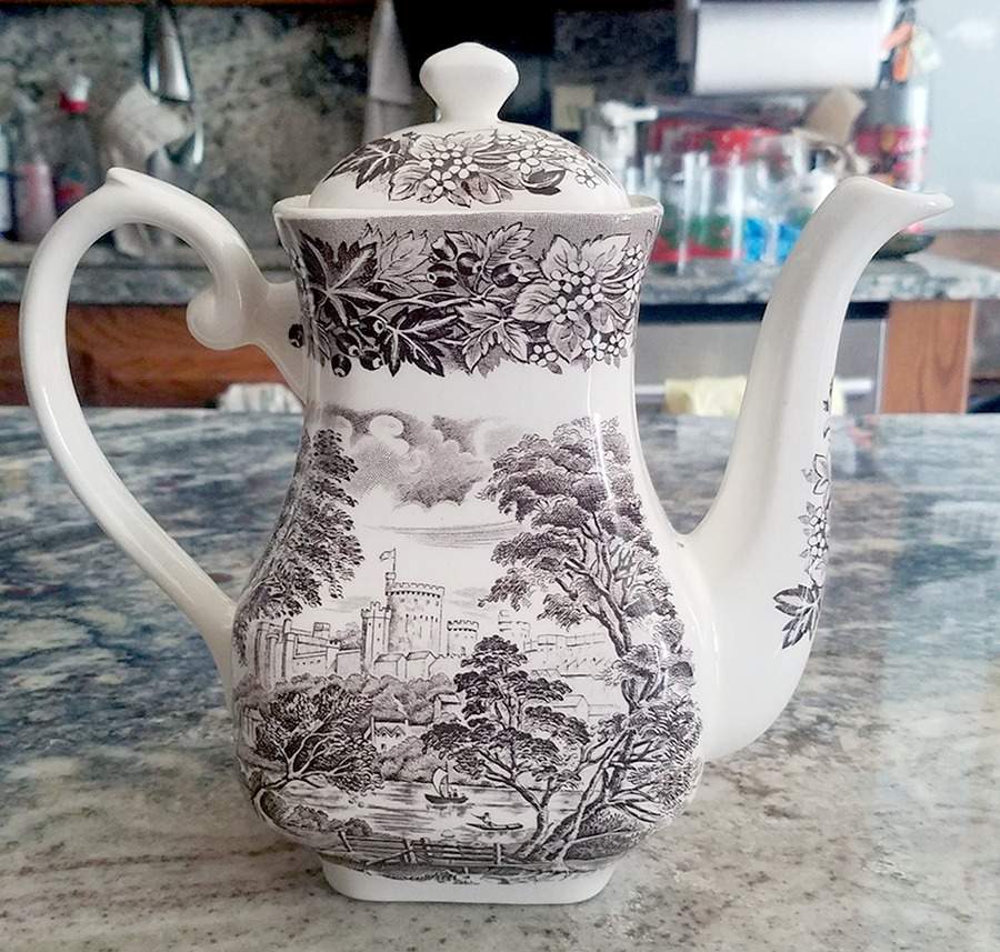 Castles Brown Coffee Pot & Lid by English Ironstone Tableware-1
