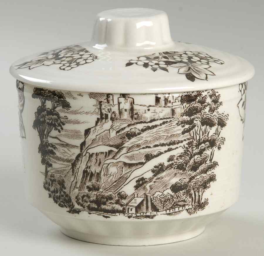 Castles Brown Sugar Bowl & Lid by English Ironstone Tableware-1