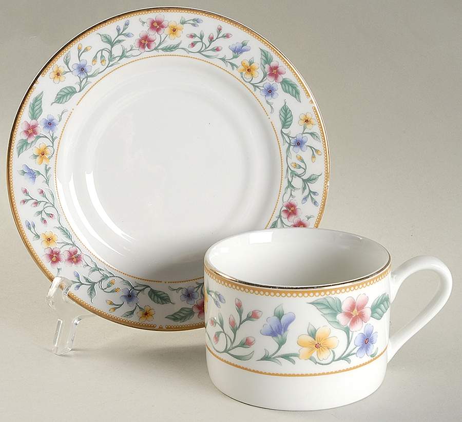 Caprice (Gold Trim) Flat Cup & Saucer Set by Excel-1