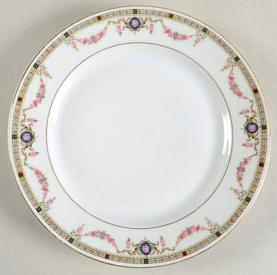 EAM21(WHITE RIM) Luncheon Plate by E & A Muller-1