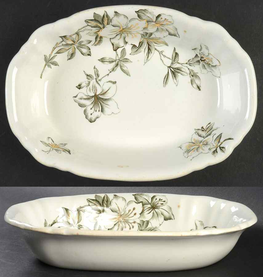 Azalea Green 9" Oval Vegetable Bowl by John Edwards-1