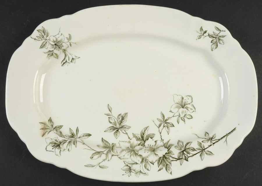 Azalea Green 14" Oval Serving Platter by John Edwards-1