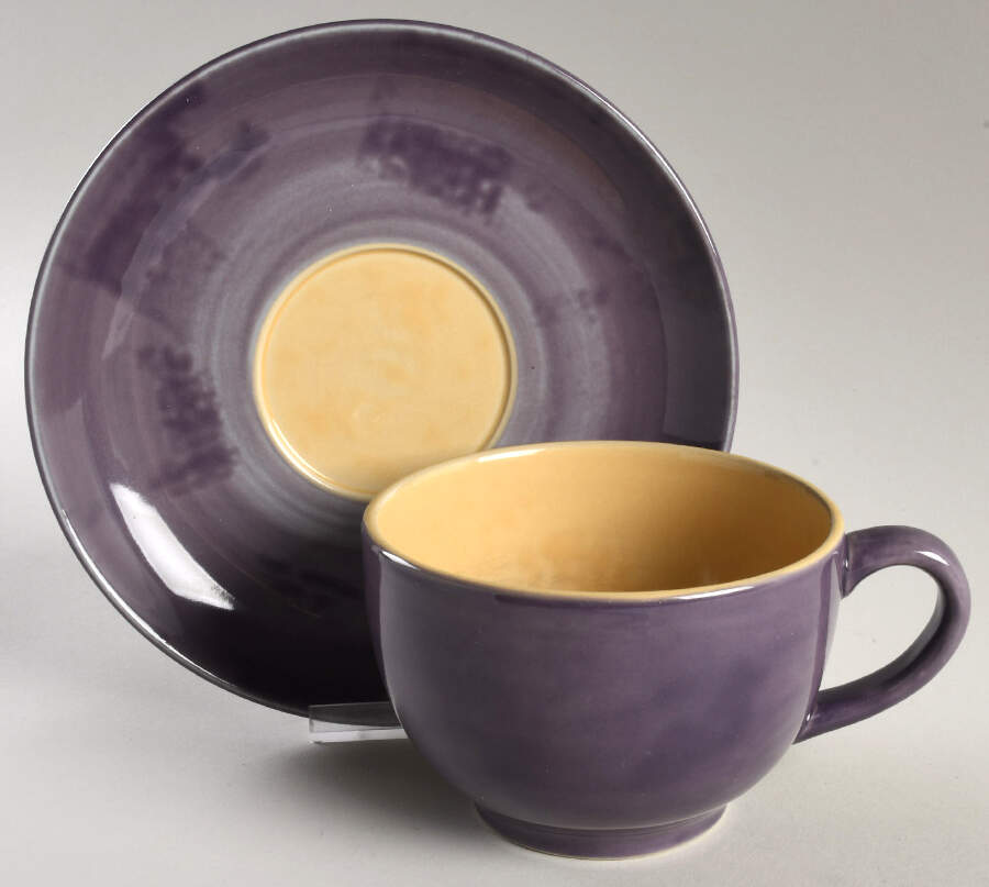 Stonewash Plum Cafe Au Lait Cup & Saucer Set by Epoch-1