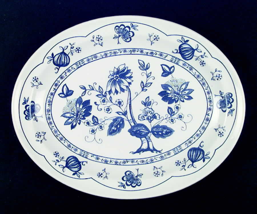 Blue Onion 11" Oval Serving Platter by English Ironstone Tableware-1