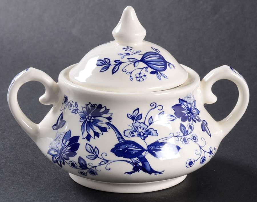 Blue Onion Sugar Bowl & Lid by English Ironstone Tableware-1