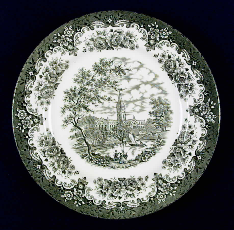 River Scenes-Green Dinner Plate by English Ironstone Tableware-1