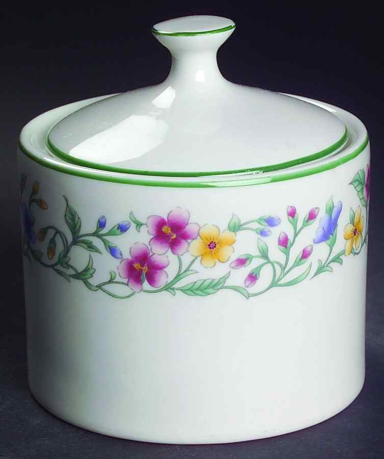 Caprice (Green Trim) Sugar Bowl & Lid by Excel-1