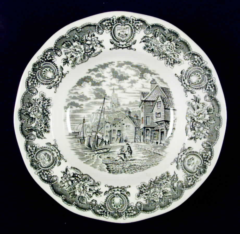 Historical Port of England Green Rim Soup Bowl by England-1