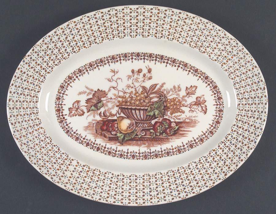 Beverly Brown Multicolor 12" Oval Serving Platter by Empire Porcelain -1