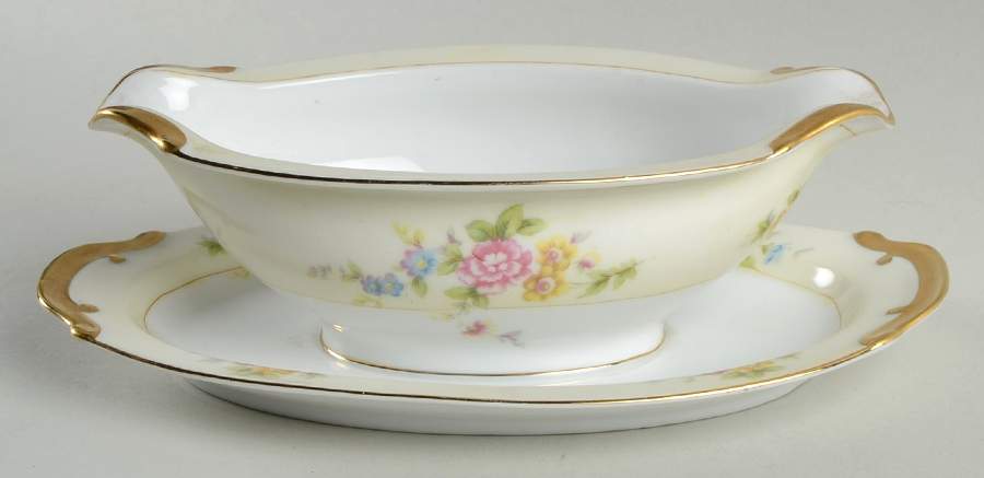 EMP64 Gravy Boat with Attached Underplate by Empress (Japan)-1