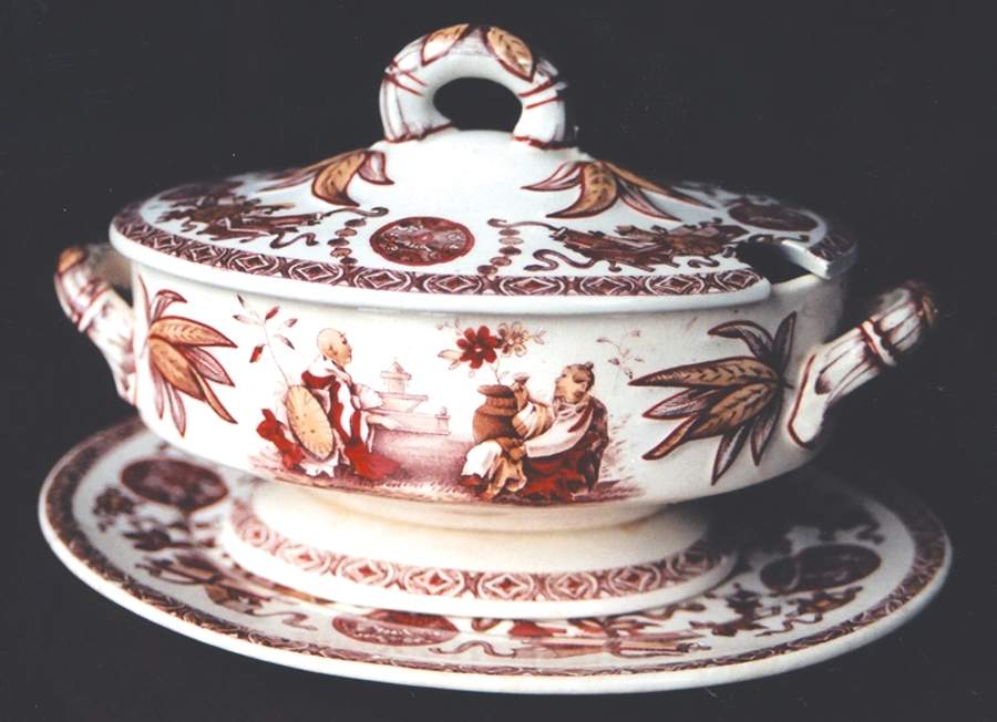 Yeddo (Rust) Tureen & Lid w/Underplate by Ridgway, Sparkes & Ridgway-1