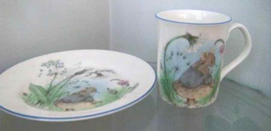 Mr Mouse Flat Cup & Saucer Set by Elizabethan-1