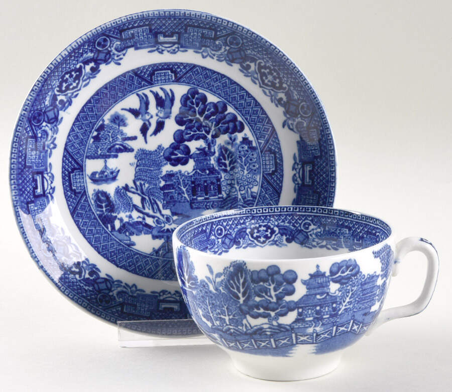 Willow Flat Cup & Saucer Set by England-1
