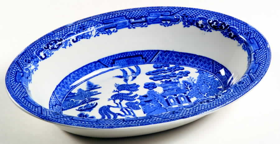 Willow 9" Oval Vegetable Bowl by England-1