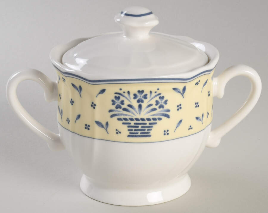 Blue Baskets Sugar Bowl & Lid by Epoch-1