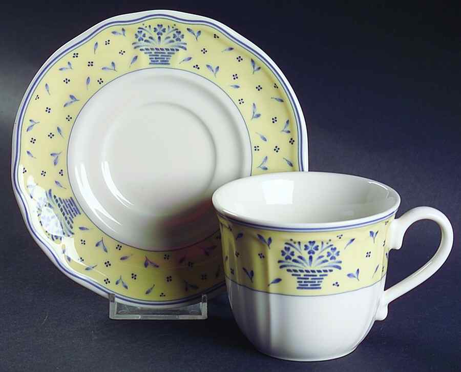 Blue Baskets Flat Cup & Saucer Set by Epoch-1
