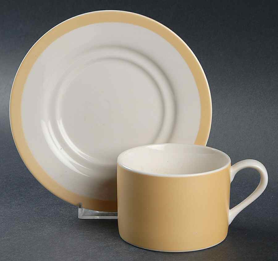 Mica Honey Gold Flat Cup & Saucer Set by Epoch-1