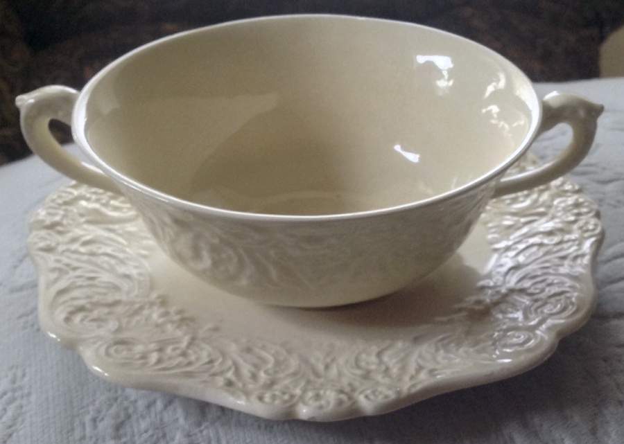 Old Bristol Yellow Flat Cream Soup Bowl & Saucer Set by Ridgway (Ridgways)-1