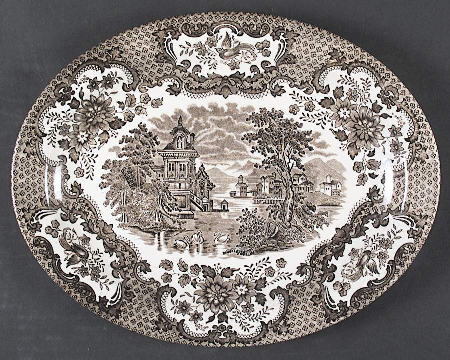 Renaissance Brown 11" Oval Serving Platter by English Ironstone Tableware-1