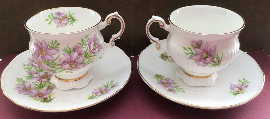 Canadian Provincial Flowers Footed Cup & Saucer Set by Elizabethan-1